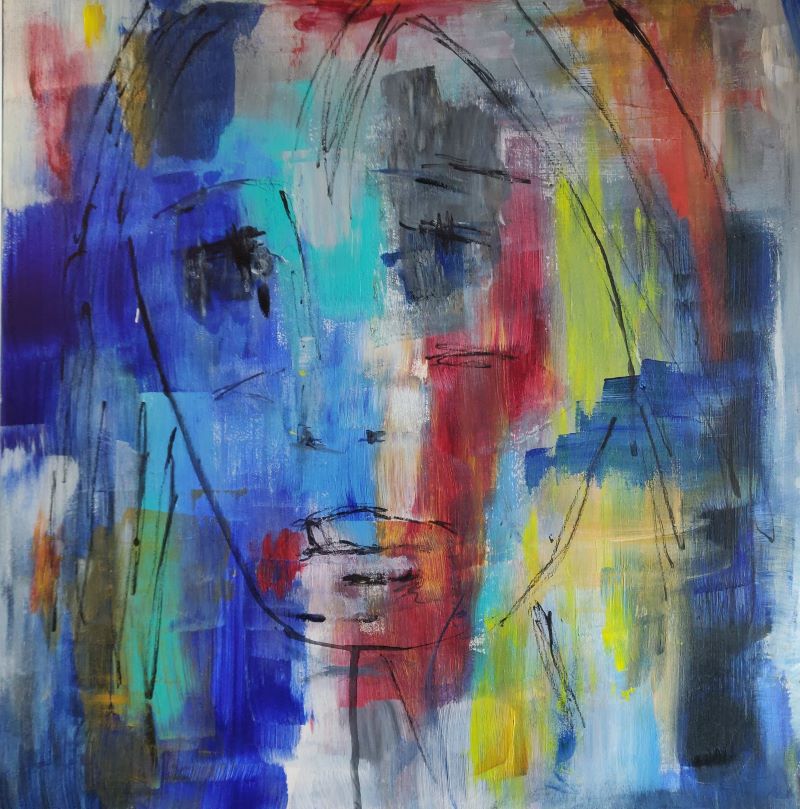 Emerging Self- acrylic paint on wooden panel 45x45x0,9 cm