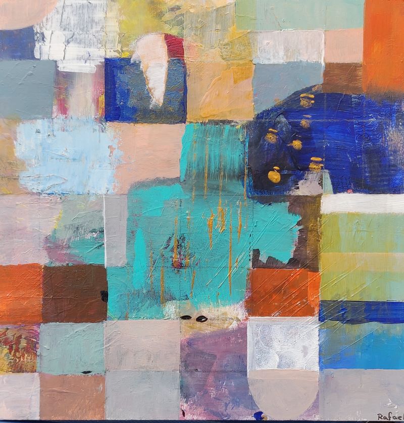 Transcending Borders - acrylic paint on wooden panel 30x30x0,9 cm