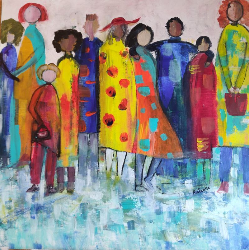 Blended Family - acrylic paint on wooden panel 45x45x0,9 cm