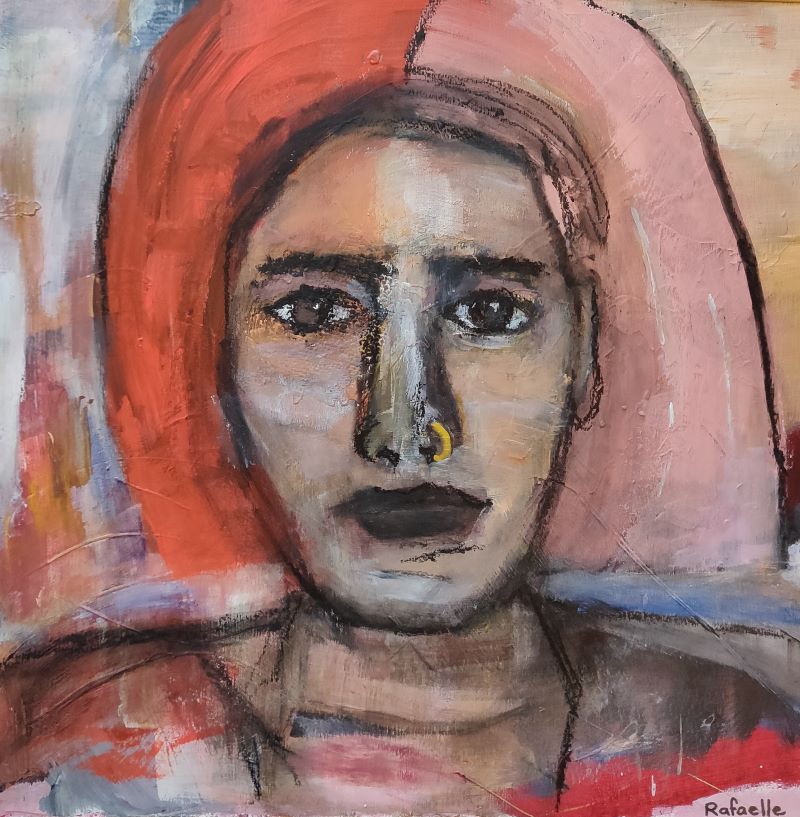 Meet K.C. - acrylic paint & crayons on wooden panel 30x30x0,9 cm