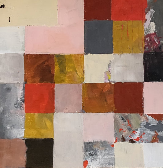 Patchwork of self - acrylic paint on wooden panel 30x30x0,9 cm